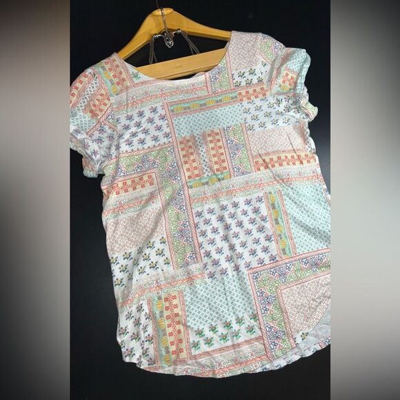 Anthropologie Tops - Anthropologie T.La Orange Boho Floral Twisted Cut Out Back Top Size Large GUC